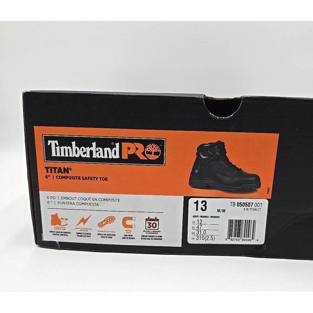 Timberland PRO Titan 6" Composite Safety Toe Men's 13 W Black Boot - Picture 14 of 14